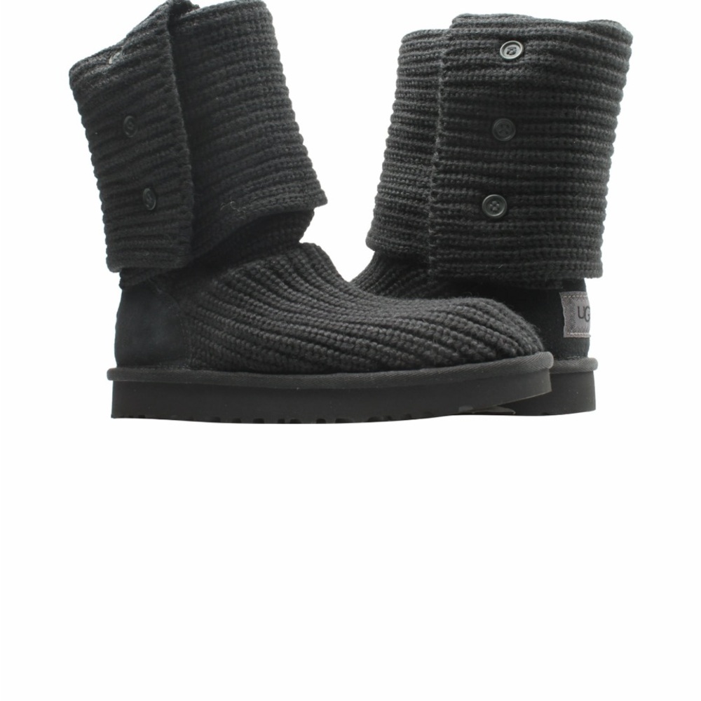UGG Black Knit Boots with Button Accents